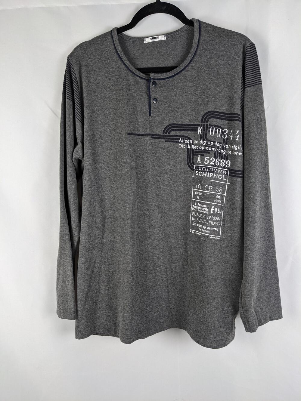 Shine Henley Mens Casual Shirt sz XXL